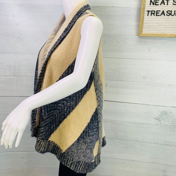 Sleeping On Snow Anthropologie Beige Blue Wool Blend Cardigan Sweater Sz XS / S - Picture 6 of 8